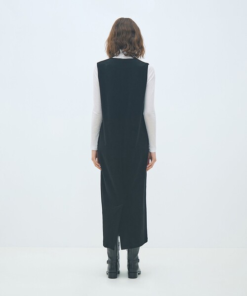 ほぼ新品！完売商品！MACPHEEベロア Vネックワンピース　黒 コットンポリエステルベロア Vネックワンピース（ワンピース