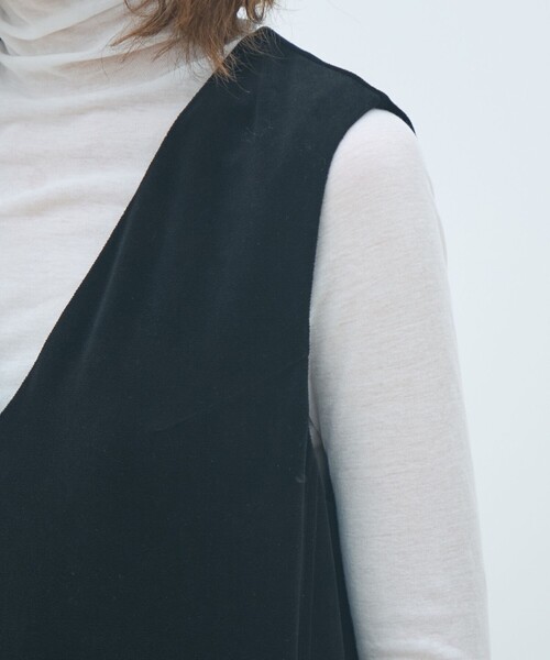 ほぼ新品！完売商品！MACPHEEベロア Vネックワンピース 黒 一部追加