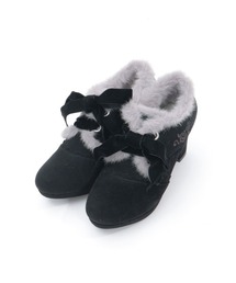 axes femme | 刺繍入り配色ファーブーティー(ブーツ)