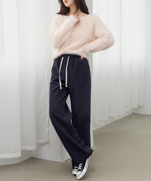 DAY CLOSET（デイ クローゼット）の「【裏起毛/大きいサイズ有/ゴム入り/調節紐付き】冬もぽかぽか。コーデュロイイージーワイドパンツ レディース（その他パンツ・レディース・ダークグレー/ブラウン/ブラック/アイボリー・L/M/XL/S）」の19枚目の写真