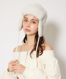 rienda（リエンダ）の「フェイクファー2WAYパイロット帽子 秋服 冬服（ニットキャップ/ビーニー）」