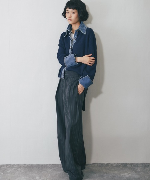 デニムドッキングニットカーディガン（カーディガン/ボレロ）｜ANOTHER