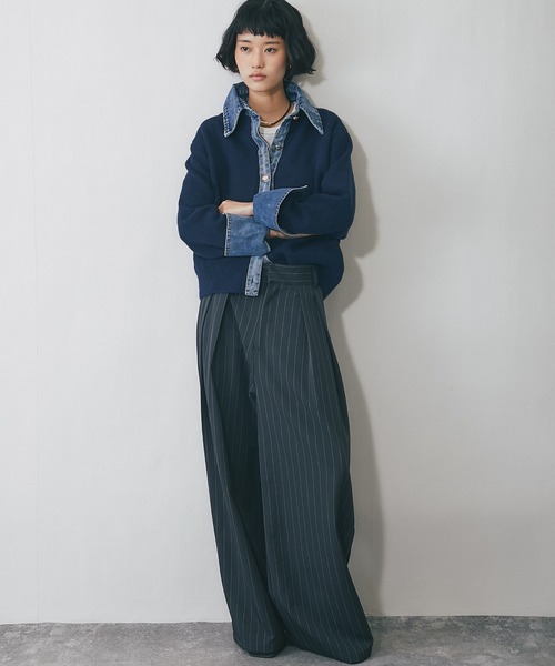 デニムドッキングニットカーディガン（カーディガン/ボレロ）｜ANOTHER