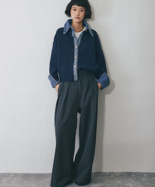 デニムドッキングニットカーディガン（カーディガン/ボレロ）｜ANOTHER