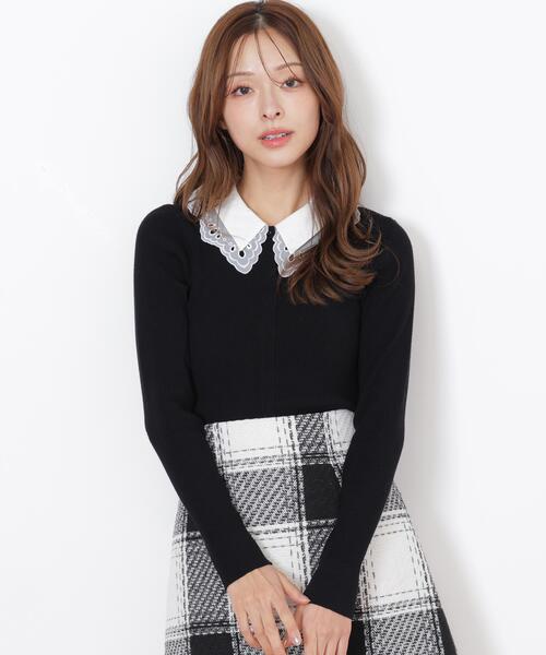 JILL by JILL STUART（ジルバイジルスチュアート）の「◇レース衿レイヤードニット（ニット/セーター・レディース・グレー/ブラック/ホワイト・FREE）」の16枚目の写真