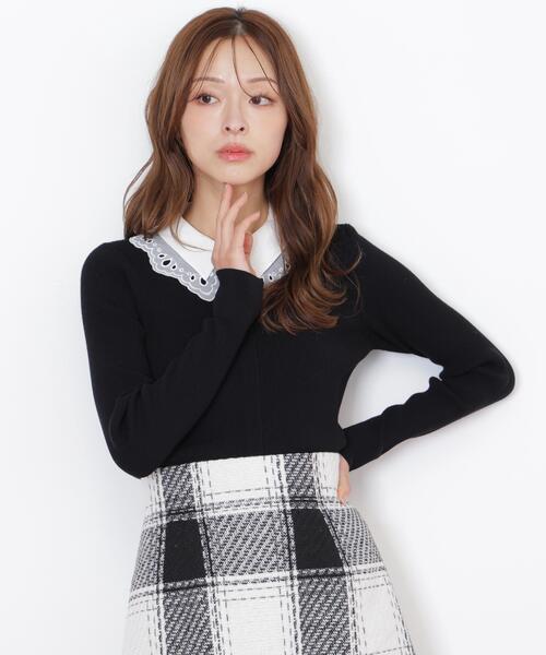 JILL by JILL STUART（ジルバイジルスチュアート）の「◇レース衿レイヤードニット（ニット/セーター・レディース・グレー/ブラック/ホワイト・FREE）」の17枚目の写真