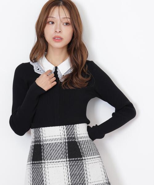 JILL by JILL STUART（ジルバイジルスチュアート）の「◇レース衿レイヤードニット（ニット/セーター・レディース・グレー/ブラック/ホワイト・FREE）」の19枚目の写真