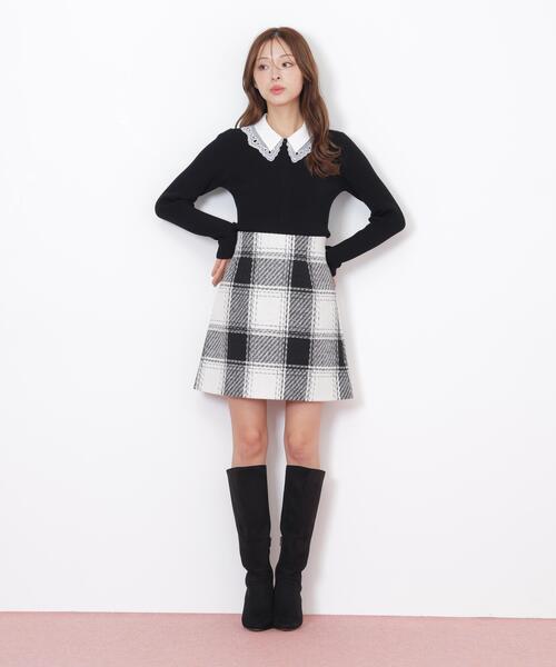 JILL by JILL STUART（ジルバイジルスチュアート）の「◇レース衿レイヤードニット（ニット/セーター・レディース・グレー/ブラック/ホワイト・FREE）」の21枚目の写真
