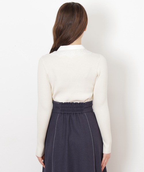 JILL by JILL STUART（ジルバイジルスチュアート）の「◇レース衿レイヤードニット（ニット/セーター・レディース・ホワイト/ブラック/グレー・FREE）」の13枚目の写真