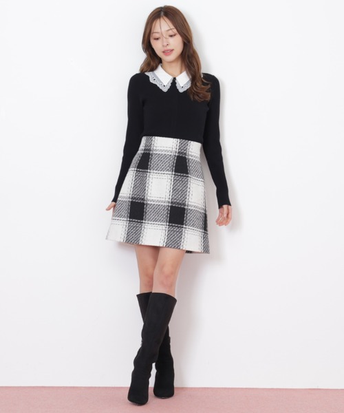 JILL by JILL STUART（ジルバイジルスチュアート）の「◇レース衿レイヤードニット（ニット/セーター・レディース・ホワイト/ブラック/グレー・FREE）」の11枚目の写真