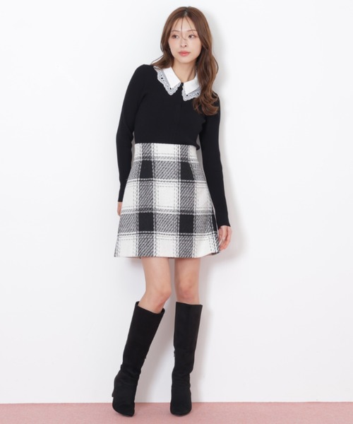 JILL by JILL STUART（ジルバイジルスチュアート）の「◇レース衿レイヤードニット（ニット/セーター・レディース・ホワイト/ブラック/グレー・FREE）」の10枚目の写真