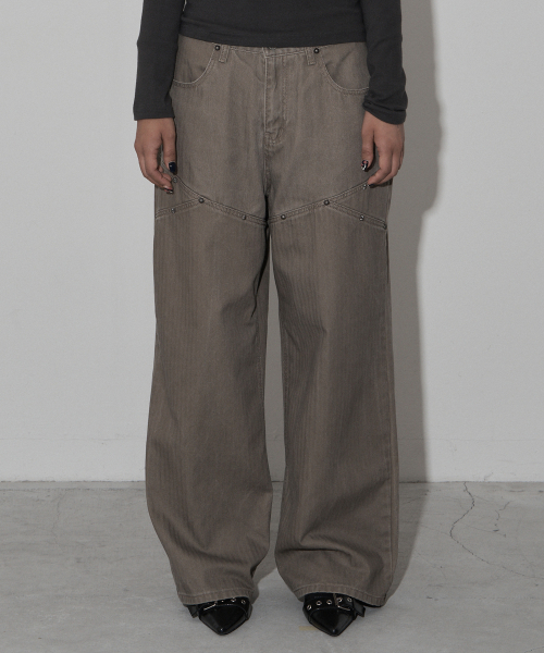 hb rivet pants (brown)（その他パンツ）｜Midnight Move