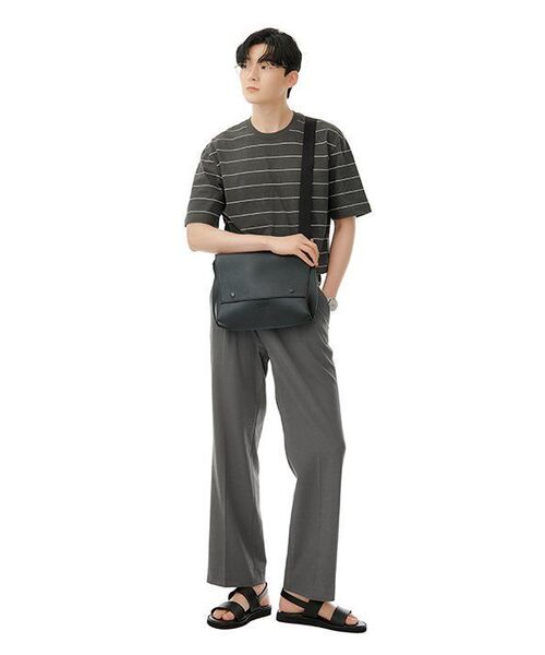 MUSINSA STANDARD（ムシンサスタンダード）の「ワイドヒドゥンバンディングスラックス[ライトカーキ]（スラックス・メンズ・その他・33/26/27/28/29/42/36/34/32/30/31/40/38）」の4枚目の写真