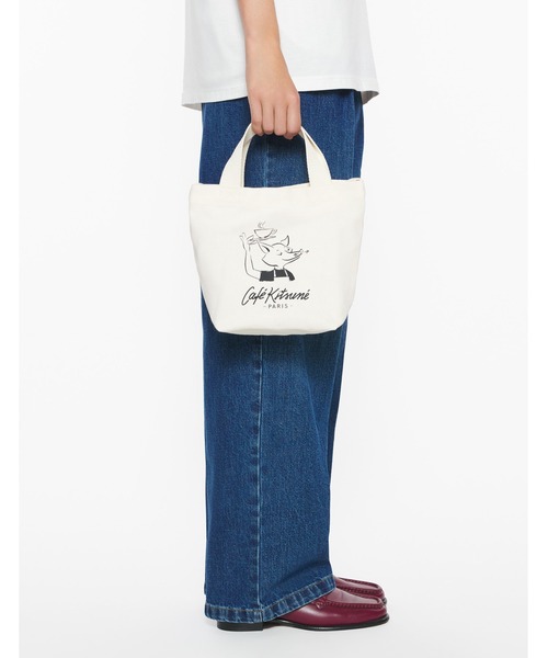 Maison Kitsune(メゾンキツネ)の「BARISTA FOX MINI TOTE(トートバッグ・メンズ・クリーム・U)」の6枚目の写真
