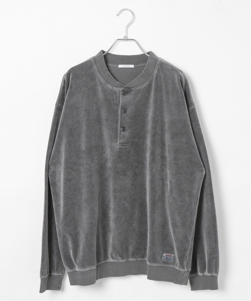 BAYFLOW(ベイフロー)の「ベロアヘンリーネックプルオーバー(Tシャツ/カットソー・メンズ・チャコール/グリーン/ピンク・MEDIUM/LARGE)」の5枚目の写真