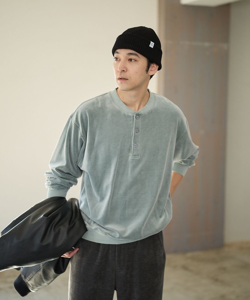 BAYFLOW(ベイフロー)の「ベロアヘンリーネックプルオーバー(Tシャツ/カットソー・メンズ・チャコール/グリーン/ピンク・MEDIUM/LARGE)」の19枚目の写真