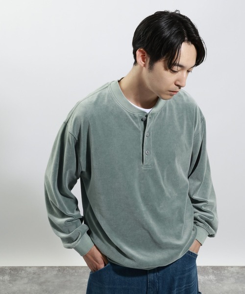BAYFLOW(ベイフロー)の「ベロアヘンリーネックプルオーバー(Tシャツ/カットソー・メンズ・チャコール/グリーン/ピンク・MEDIUM/LARGE)」の22枚目の写真