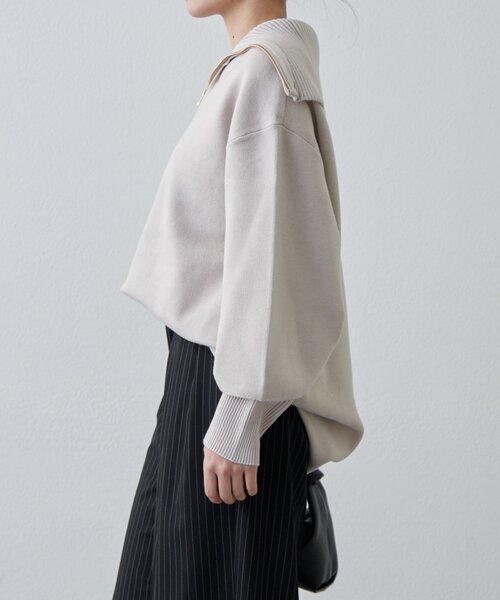 Lui's（ルイス）の「ハーフZIPミディ丈ニット（ニット/セーター・レディース・ライトグレー/チャコールグレー/ブラック・FREE）」の20枚目の写真