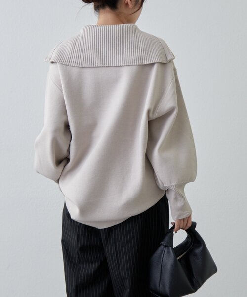 Lui's（ルイス）の「ハーフZIPミディ丈ニット（ニット/セーター・レディース・ライトグレー/チャコールグレー/ブラック・FREE）」の21枚目の写真