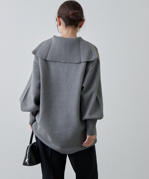 Lui's（ルイス）の「ハーフZIPミディ丈ニット（ニット/セーター・レディース・ライトグレー/チャコールグレー/ブラック・FREE）」の14枚目の写真