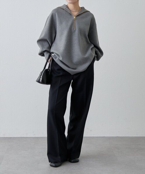 Lui's（ルイス）の「ハーフZIPミディ丈ニット（ニット/セーター・レディース・ライトグレー/チャコールグレー/ブラック・FREE）」の16枚目の写真