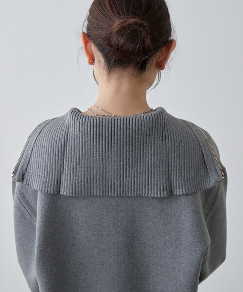 Lui's（ルイス）の「ハーフZIPミディ丈ニット（ニット/セーター・レディース・ライトグレー/チャコールグレー/ブラック・FREE）」の10枚目の写真