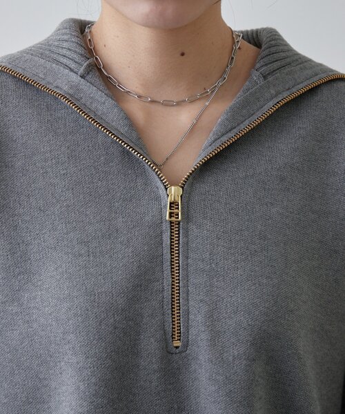 Lui's（ルイス）の「ハーフZIPミディ丈ニット（ニット/セーター・レディース・ライトグレー/チャコールグレー/ブラック・FREE）」の11枚目の写真