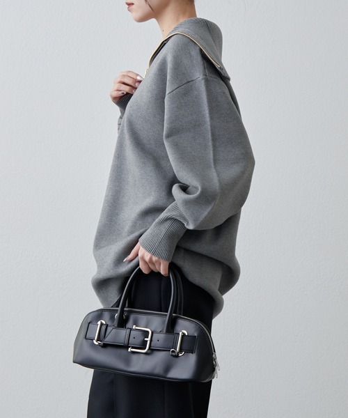 Lui's（ルイス）の「ハーフZIPミディ丈ニット（ニット/セーター・レディース・ライトグレー/チャコールグレー/ブラック・FREE）」の6枚目の写真