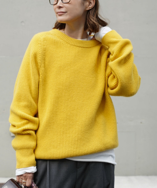 新品タグ付き Deuxieme Classe ベーシック ニット　黄　25SS セール】evocative ニット（ニット/セーター）｜Deuxieme Classe