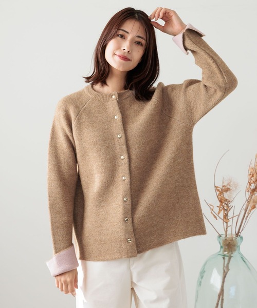 FOUND GOOD（ファウンドグッド）の「WフェイスハイショクニットCD（カーディガン/ボレロ・レディース・ベージュ/ブラウン系5/グレー系5/ブラック・L/M/S）」の4枚目の写真