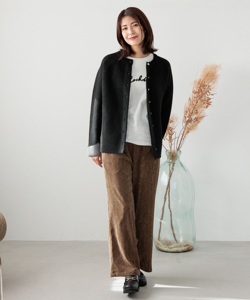 FOUND GOOD（ファウンドグッド）の「WフェイスハイショクニットCD（カーディガン/ボレロ・レディース・ベージュ/ブラウン系5/グレー系5/ブラック・L/M/S）」の6枚目の写真