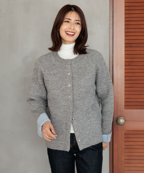 FOUND GOOD（ファウンドグッド）の「WフェイスハイショクニットCD（カーディガン/ボレロ・レディース・ベージュ/ブラウン系5/グレー系5/ブラック・L/M/S）」の11枚目の写真