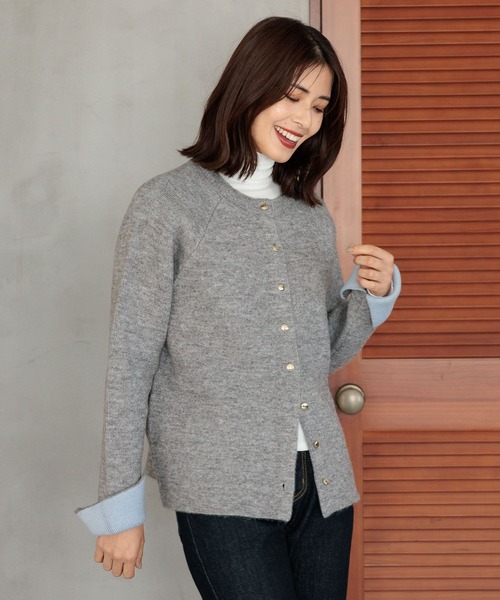 FOUND GOOD（ファウンドグッド）の「WフェイスハイショクニットCD（カーディガン/ボレロ・レディース・ベージュ/ブラウン系5/グレー系5/ブラック・L/M/S）」の12枚目の写真