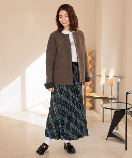 FOUND GOOD（ファウンドグッド）の「WフェイスハイショクニットCD（カーディガン/ボレロ・レディース・ベージュ/ブラウン系5/グレー系5/ブラック・L/M/S）」の13枚目の写真