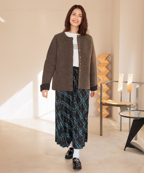 FOUND GOOD（ファウンドグッド）の「WフェイスハイショクニットCD（カーディガン/ボレロ・レディース・ベージュ/ブラウン系5/グレー系5/ブラック・L/M/S）」の14枚目の写真