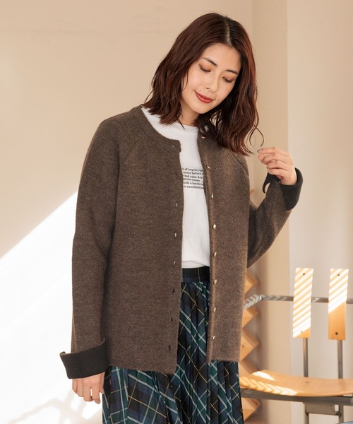 FOUND GOOD（ファウンドグッド）の「WフェイスハイショクニットCD（カーディガン/ボレロ・レディース・ベージュ/ブラウン系5/グレー系5/ブラック・L/M/S）」の16枚目の写真