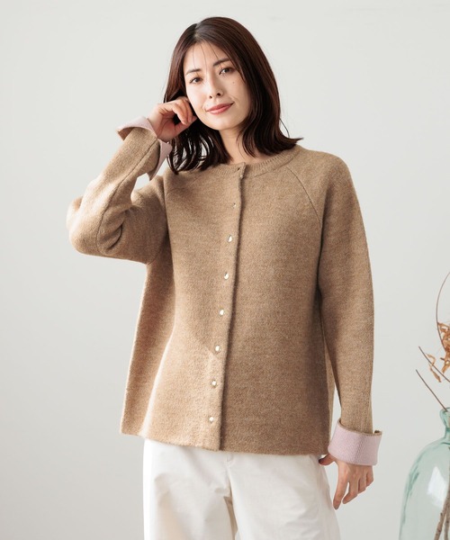 FOUND GOOD（ファウンドグッド）の「WフェイスハイショクニットCD（カーディガン/ボレロ・レディース・ベージュ/ブラウン系5/グレー系5/ブラック・L/M/S）」の19枚目の写真