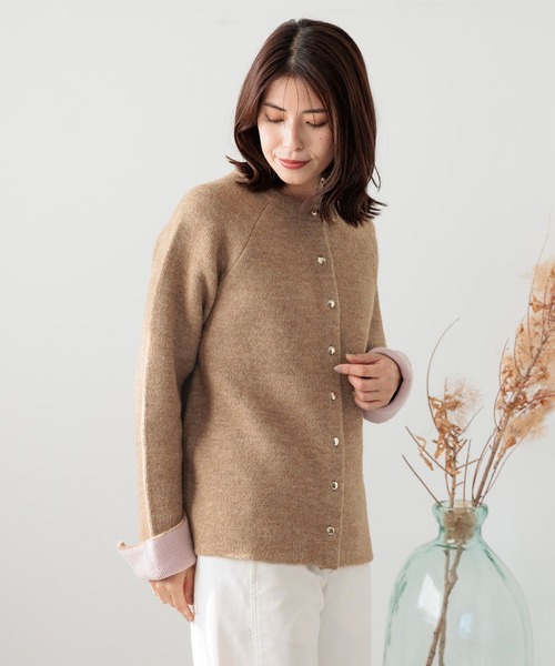 FOUND GOOD（ファウンドグッド）の「WフェイスハイショクニットCD（カーディガン/ボレロ・レディース・ベージュ/ブラウン系5/グレー系5/ブラック・L/M/S）」の20枚目の写真