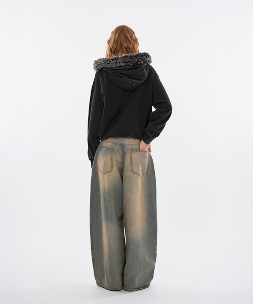 WISH FOR EVER（ウィッシュフォーエバー）の「STUDS & EYELETS DESIGN 2WAY FAKE FUR ZIP HOODIE / スタッズ＆アイレットデザイン2WAYフェイクファージップフーディ（パーカー・メンズ・ブラウン/ブラック・MEDIUM/SMALL/LARGE）」の13枚目の写真