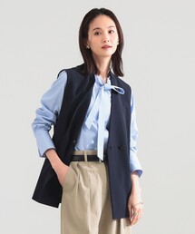 Demi-Luxe BEAMS | ラペルレス 2ボタン ジレ(ベスト)