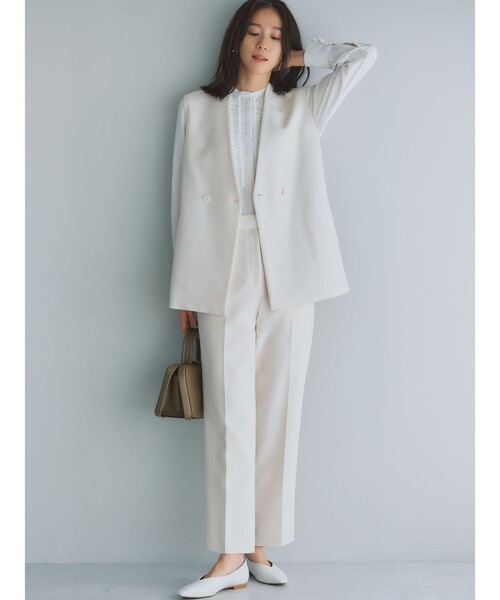 Demi-Luxe BEAMS（デミルクス ビームス）の「ラペルレス 2ボタン ジレ（ベスト・レディース・ネイビー/アイボリー・36/38）」の3枚目の写真