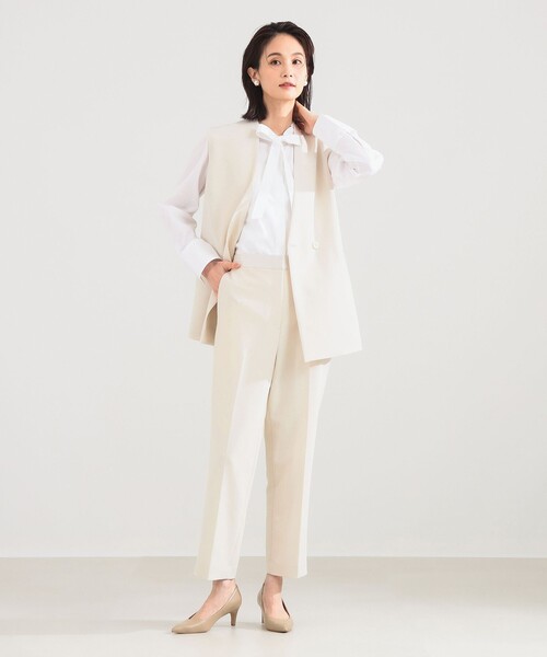 Demi-Luxe BEAMS（デミルクス ビームス）の「ラペルレス 2ボタン ジレ（ベスト・レディース・ネイビー/アイボリー・36/38）」の6枚目の写真