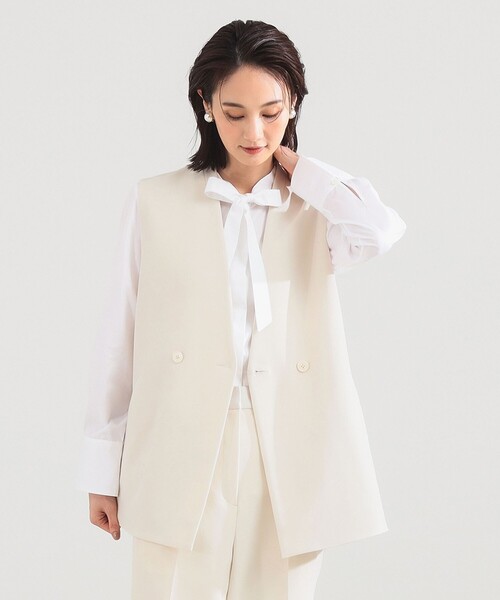 Demi-Luxe BEAMS（デミルクス ビームス）の「ラペルレス 2ボタン ジレ（ベスト・レディース・ネイビー/アイボリー・36/38）」の7枚目の写真