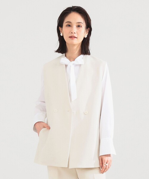 Demi-Luxe BEAMS（デミルクス ビームス）の「ラペルレス 2ボタン ジレ（ベスト・レディース・ネイビー/アイボリー・36/38）」の9枚目の写真