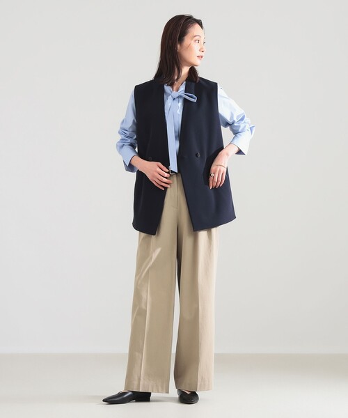 Demi-Luxe BEAMS（デミルクス ビームス）の「ラペルレス 2ボタン ジレ（ベスト・レディース・ネイビー/アイボリー・36/38）」の10枚目の写真