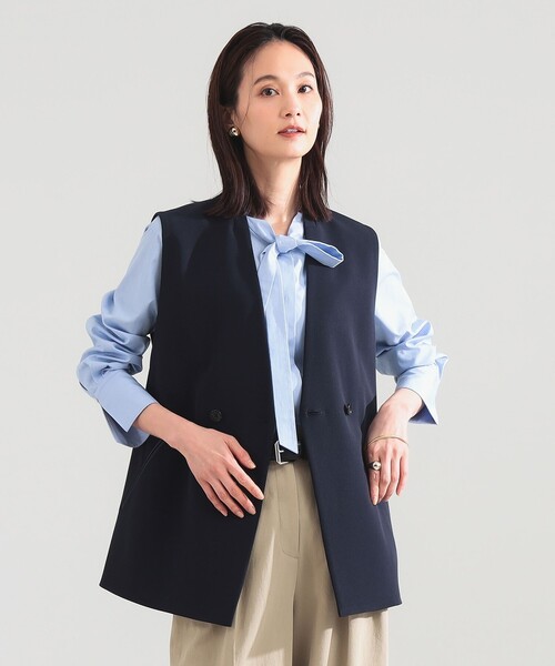 Demi-Luxe BEAMS（デミルクス ビームス）の「ラペルレス 2ボタン ジレ（ベスト・レディース・ネイビー/アイボリー・36/38）」の13枚目の写真