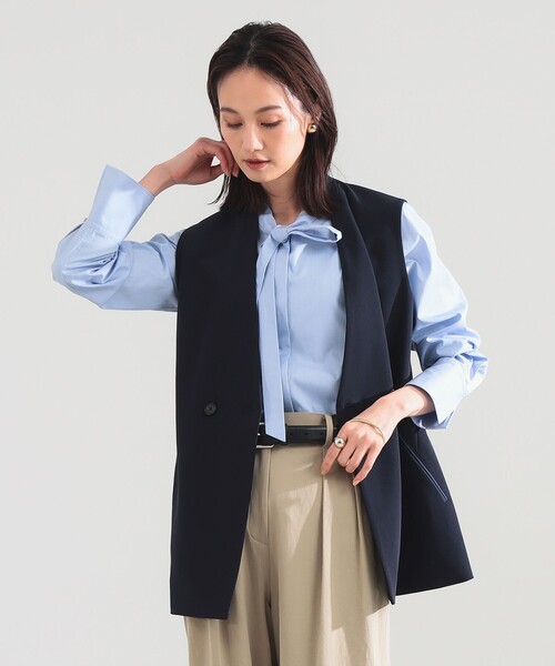 Demi-Luxe BEAMS（デミルクス ビームス）の「ラペルレス 2ボタン ジレ（ベスト・レディース・ネイビー/アイボリー・36/38）」の14枚目の写真