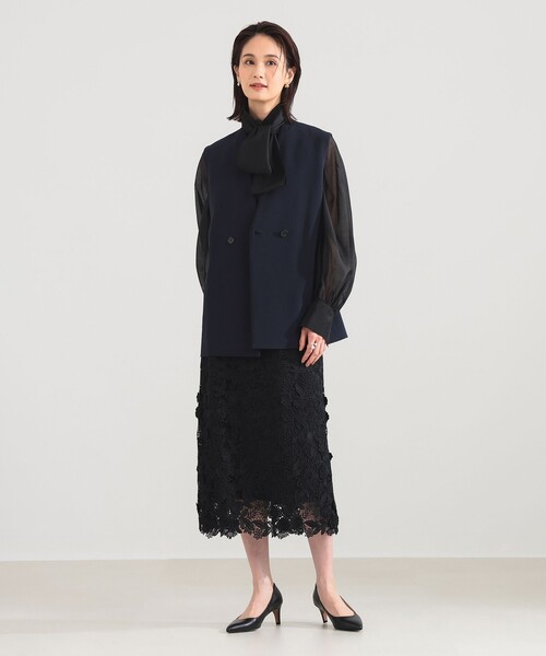 Demi-Luxe BEAMS（デミルクス ビームス）の「ラペルレス 2ボタン ジレ（ベスト・レディース・ネイビー/アイボリー・36/38）」の15枚目の写真