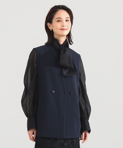 Demi-Luxe BEAMS（デミルクス ビームス）の「ラペルレス 2ボタン ジレ（ベスト・レディース・ネイビー/アイボリー・36/38）」の18枚目の写真