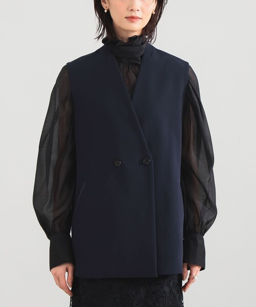 Demi-Luxe BEAMS（デミルクス ビームス）の「ラペルレス 2ボタン ジレ（ベスト・レディース・ネイビー/アイボリー・36/38）」の21枚目の写真